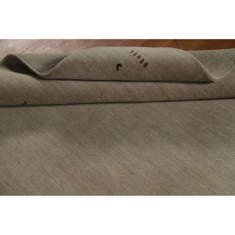 Hand Knotted Oriental 100% Wool Carpet Tribal Tribal Beige & Ivories Gabbeh Area Rug - 7' 8'' X 5' 5''