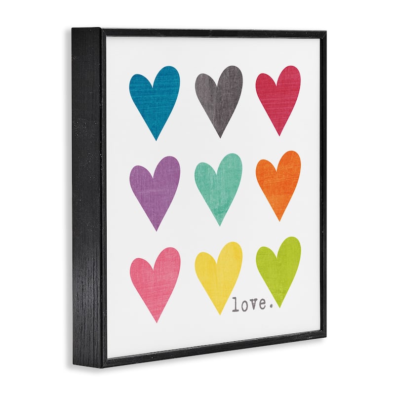 Stupell Watercolor Cute Hearts Love Framed Giclee Texturized Art, 12 x 1.5 x 12, Made in USA - Multi-color