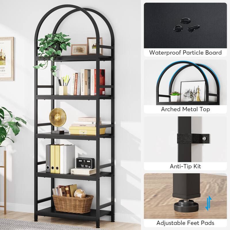 4-Tier Open Bookshelf, 70.8" Industrial Wood Bookcase Storage Shelves