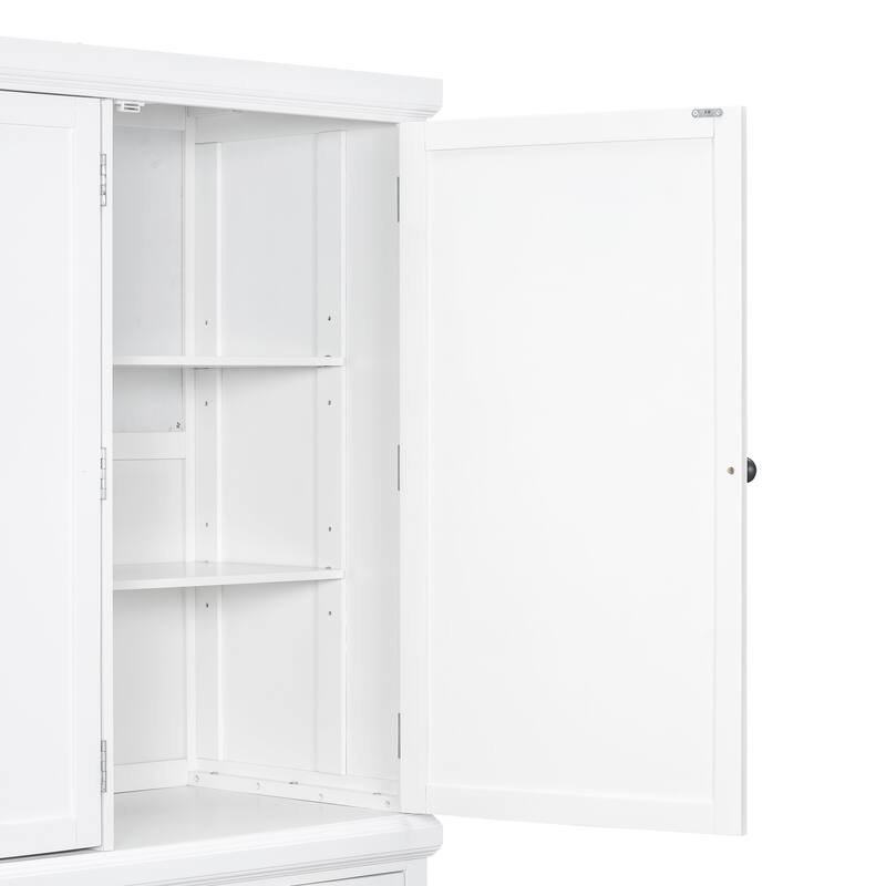 Roomfitters Kitchen Pantry Organizers and Storage Kitchen Cabinet, Hutch with Microwave Stand, 4 Drawers, Spice Racks