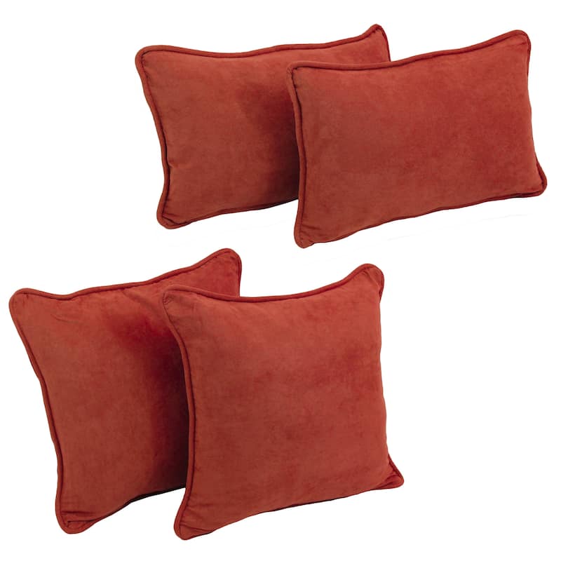 Blazing Needles Delaney Microsuede Throw Pillow Set (Set of 4) - Cardinal Red