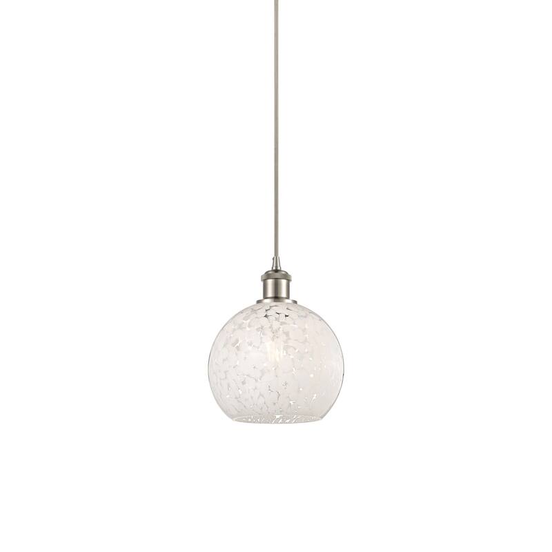 Innovations Lighting 516-1P-10-8 White Mouchette Pendant White - Brushed Satin Nickel