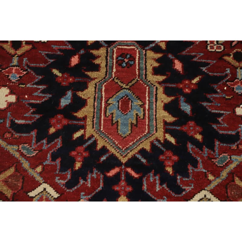Hand Knotted Oriental 100% Wool Carpet Traditional Medallion Oranges & Rust Heriz (serapi) Area Rug - 11' 9'' X 8' 6''