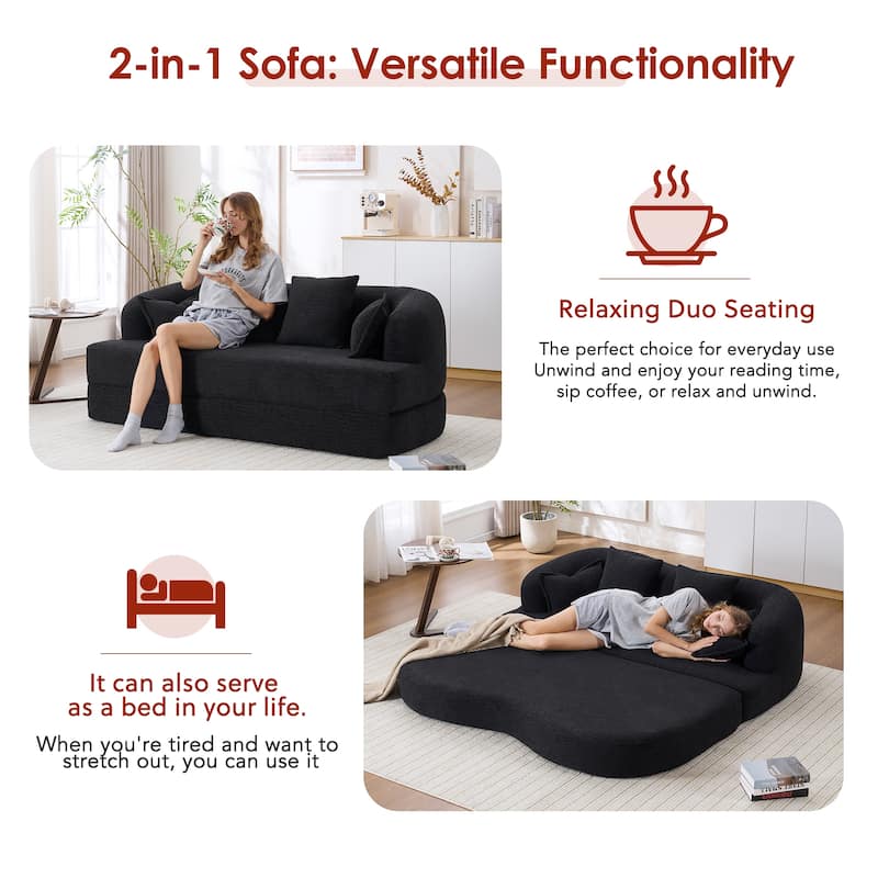 2-in-1 Foldable Sofa Bed,70 Inch Folding Boneless Couch