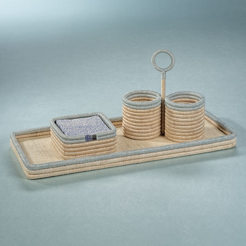Laloma Coiled Rattan & Abaca Utensil Caddy