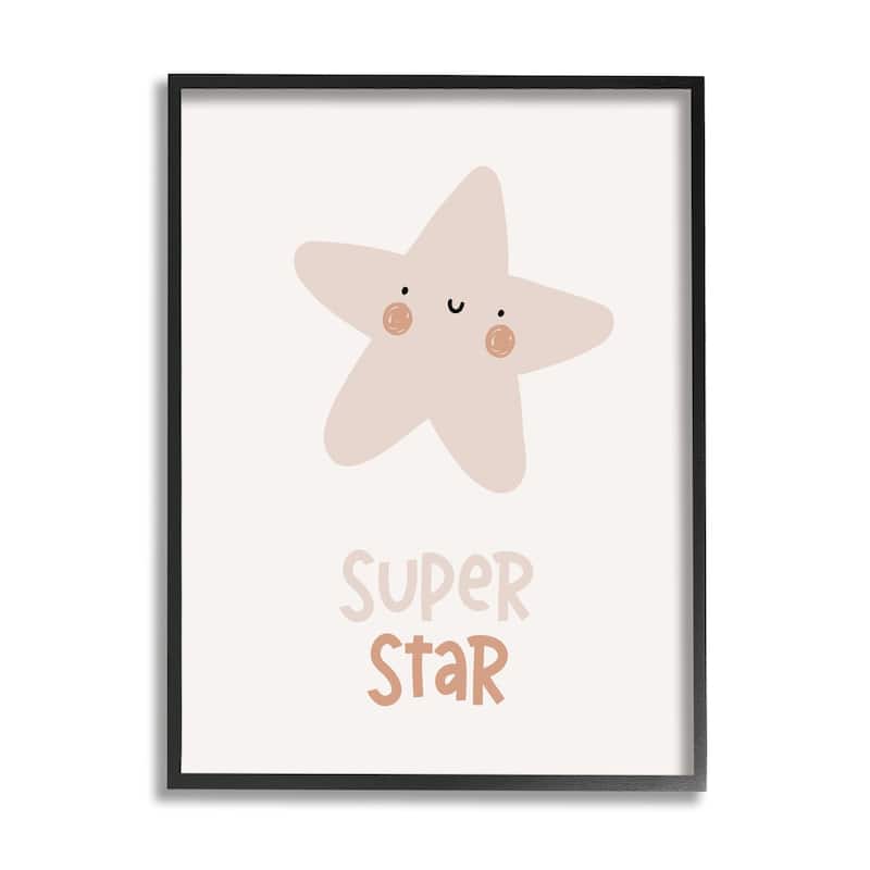 Stupell Smiling Super Star Framed Giclee Art Design by LSR Design Studio - 11 x 14 - Black