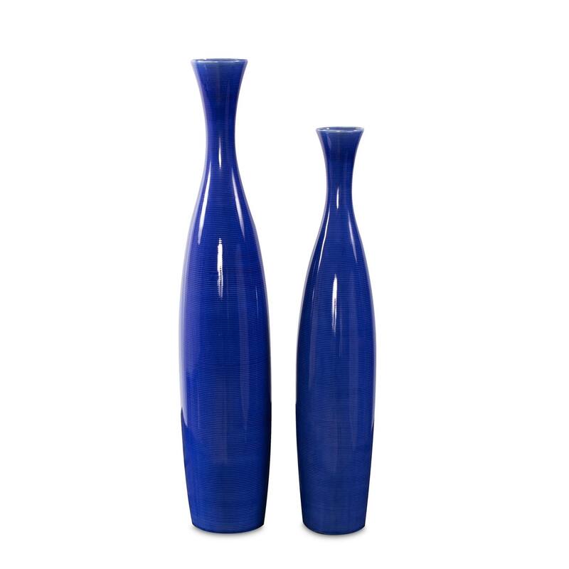 Allan Andrews Cobalt Blue Glaze Ceramic Vases - Set of 2