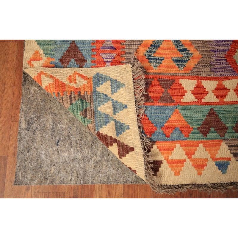 Reversible Kilim Area Rug Hand-Woven Wool Carpet - 8'5" x 9'8"