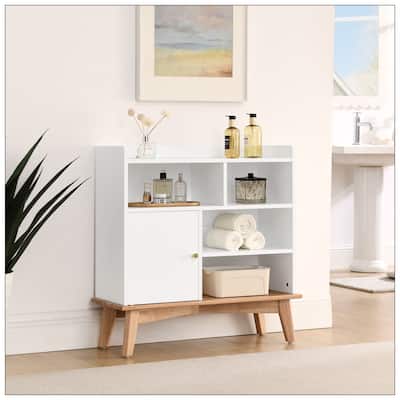 Colorblocking Storage Cabinet with Solid Wood Base