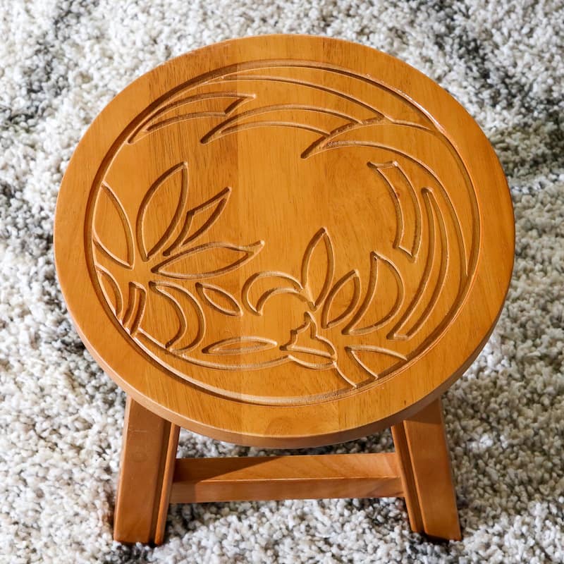 DTY Indoor Living Fairplay Carved Wooden Step Stool