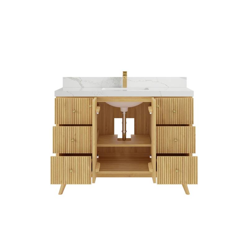 Willow Collections 48 in. W x 22 in. D Pasadena Solid Teak Single Sink Bathroom Vanity with Countertop