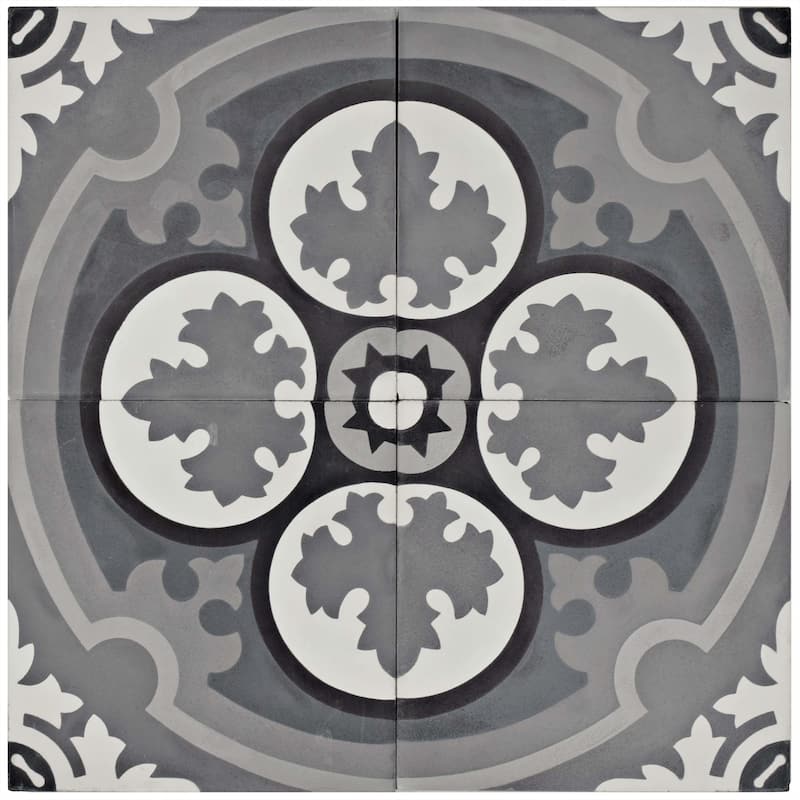 Merola Tile Cemento Queen Mary Storm 7-7/8" x 7-7/8" Cement Floor and Wall Tile