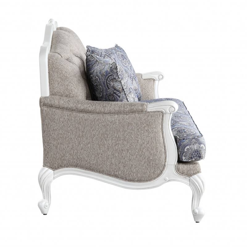 HomeRoots 64" Beige 100% Linen And White Love Seat