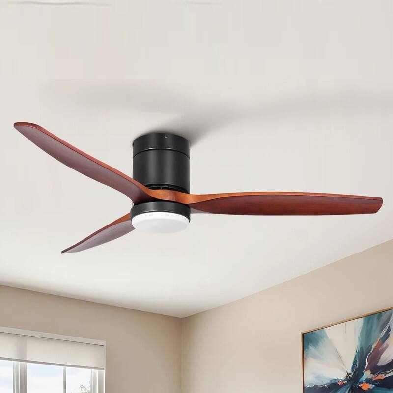 Moasis 52 Inch Flush Mount Ceiling Fan with Light and Remote Control,Low Profile Smart Ceiling Fan