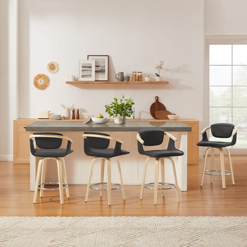Art Leon Poplar Wood and Upholstered Swivel Barstool