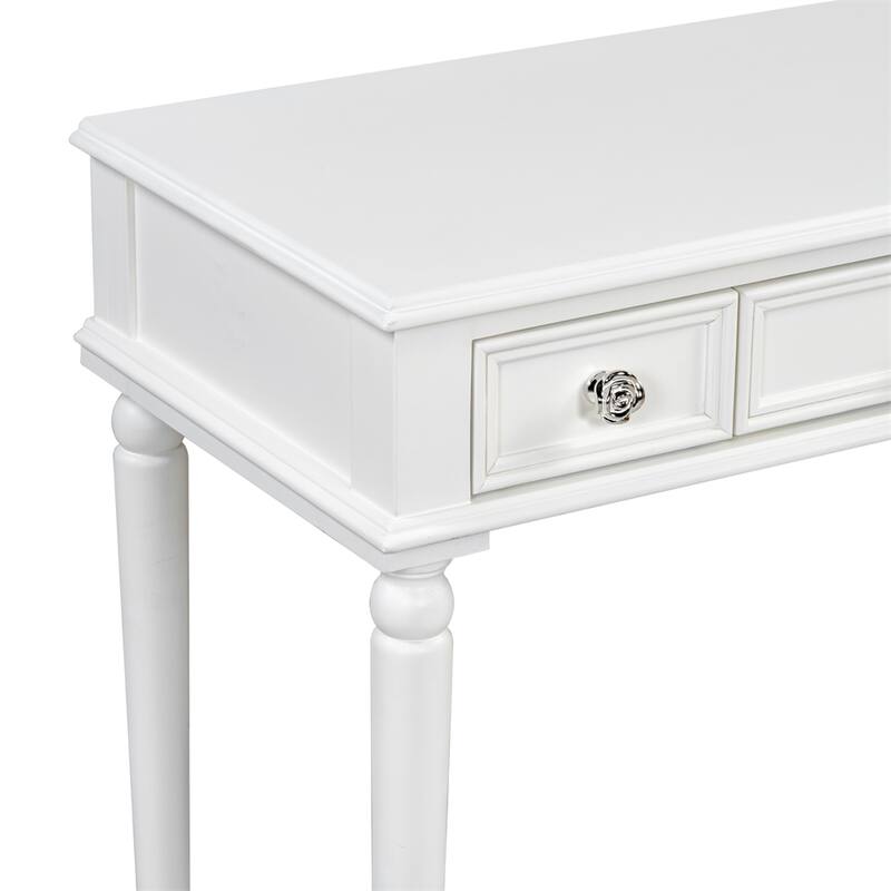 Retro Makeup Desk w/Large Mirror,3-Drawer Dressing Table,Console Table