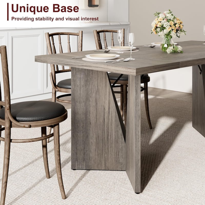 70.9'' Dining Table for 6, Wooden Thickened Long Desk