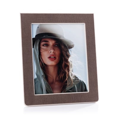 Raffia Over Nappa Cream Leather Photo Frame