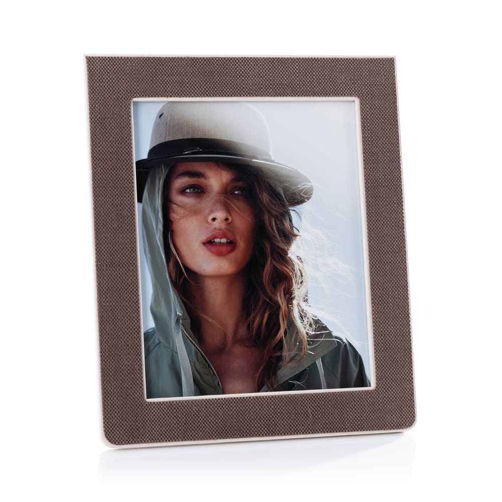 Raffia Over Nappa Cream Leather Photo Frame