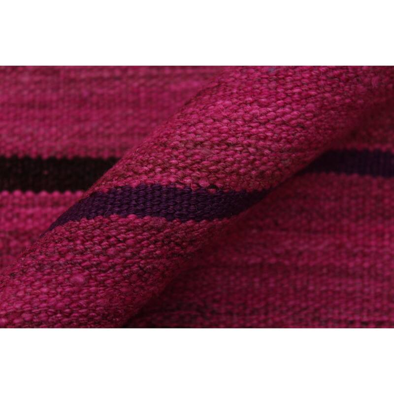 Eclectic Turkish Kilim Brandon Pink Purple Hand-Woven Wool Rug - 4'11'' x 6'8''