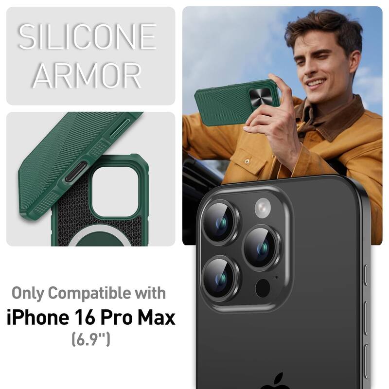 iPhone 16 Pro Max Camera Protection Kickstand - Case Compatible with Mag Safe, Protective Shockproof Military, Phone Case