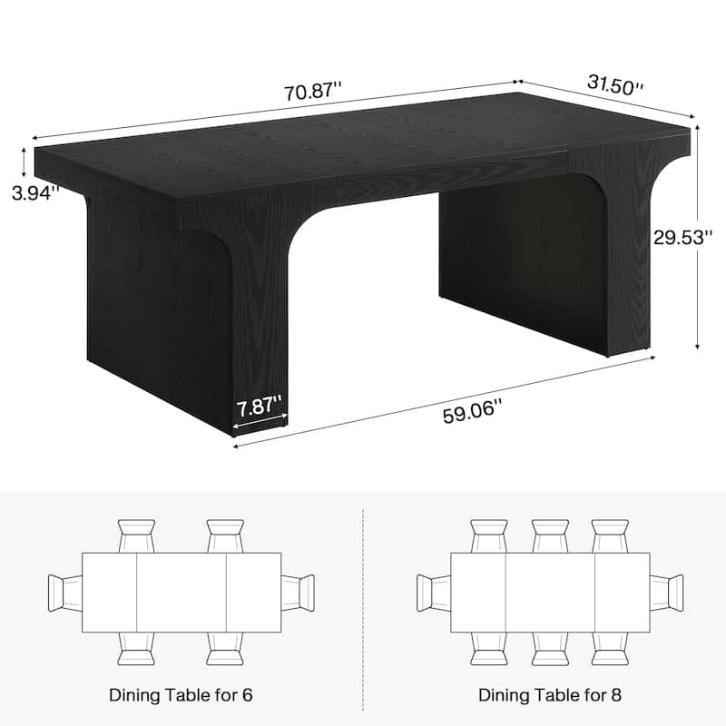 Farmhouse Rectangular Dining Table for 6-8 People with Sled Base