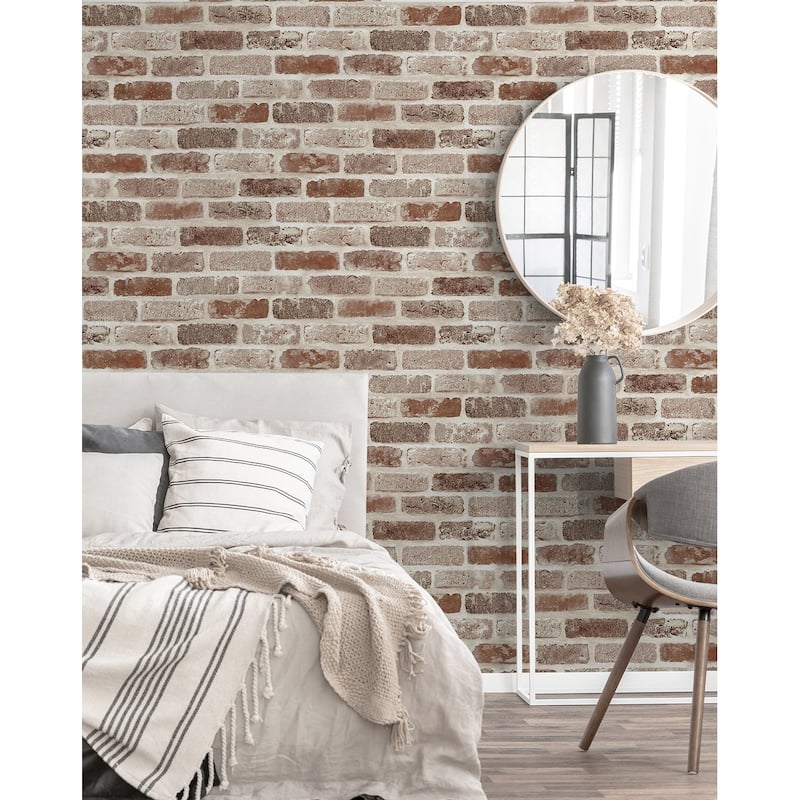 NextWall Washed Brick Peel and Stick Removable Wallpaper