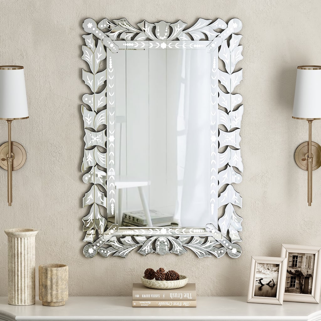Modern Wall Mirror Unique Frame Design Decor - 35.43"×23.43"