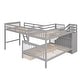 preview thumbnail 22 of 44, Twin over Full L-Shaped Wooden Bunk Bed,Sloping Ladder and Staircase