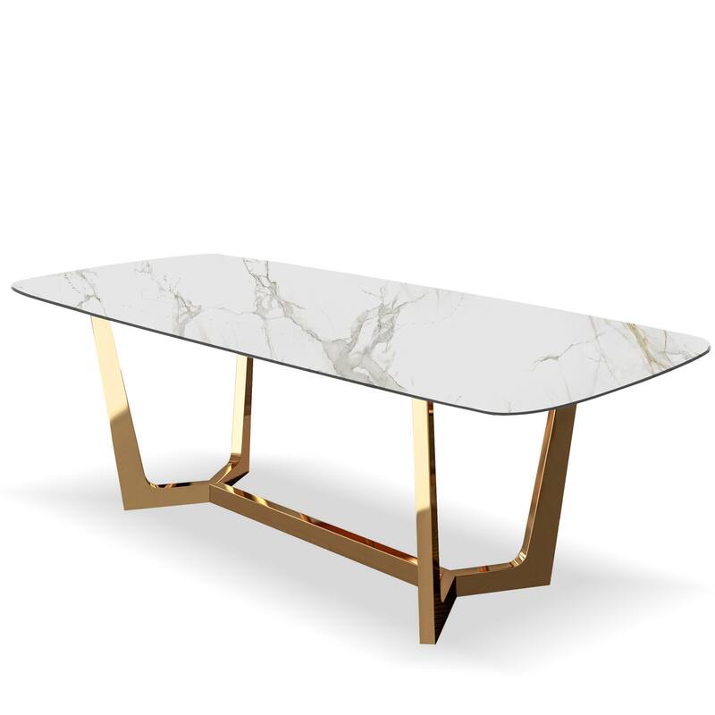 Furniture of America Mave Modern 5-Piece Metal Dining Table Set with 71" Ceramic Top