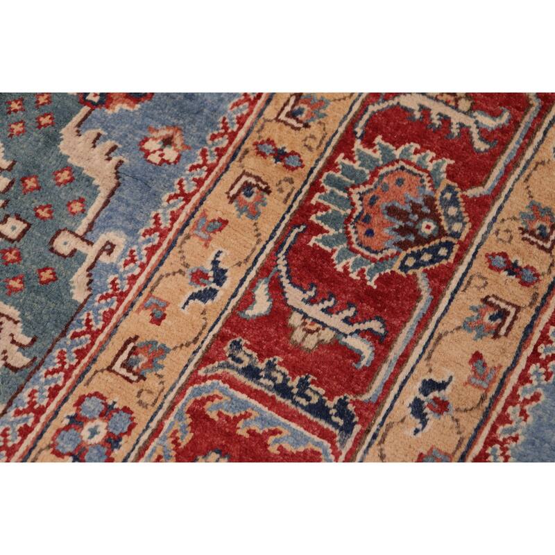 Tribal Kazak Evelin Light Blue/Red Wool Rug - 8'0'' x 9'10''