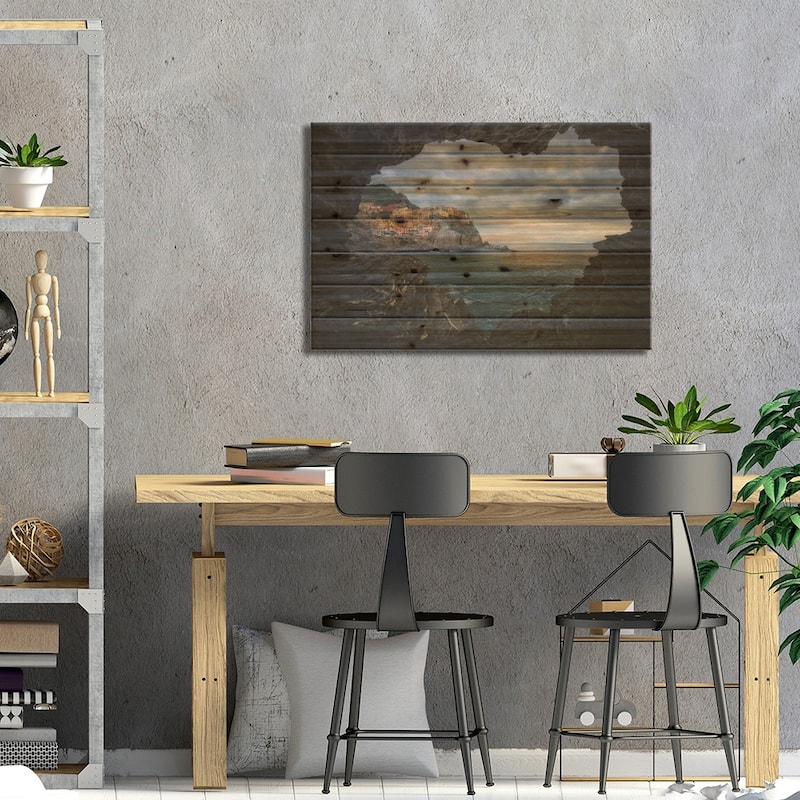 I Love Manarola Print On Wood by Ales Komovec - Multi-Color