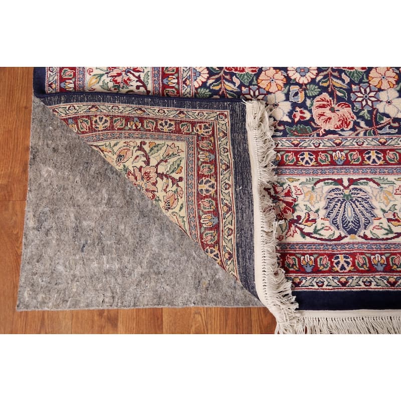 Blue Floral Aubusson Vegetable Dye Area Rug Hand-Knotted Wool Carpet - 6'0"x 9'0"
