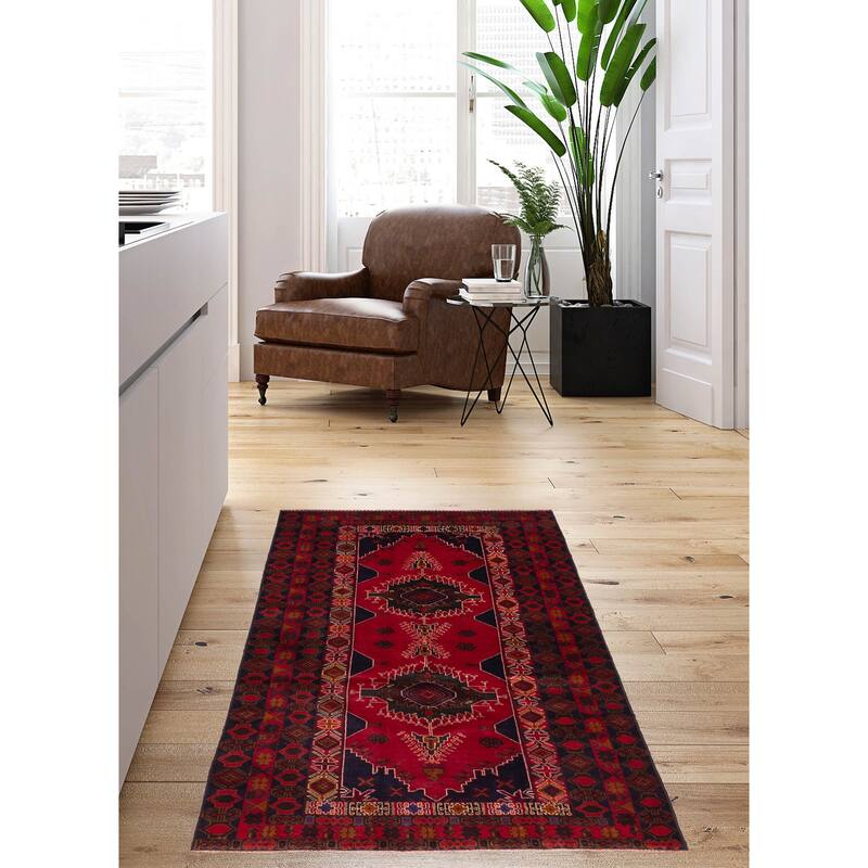 ECARPETGALLERY Hand-knotted Teimani Red Wool Rug - 3'7 x 6'8