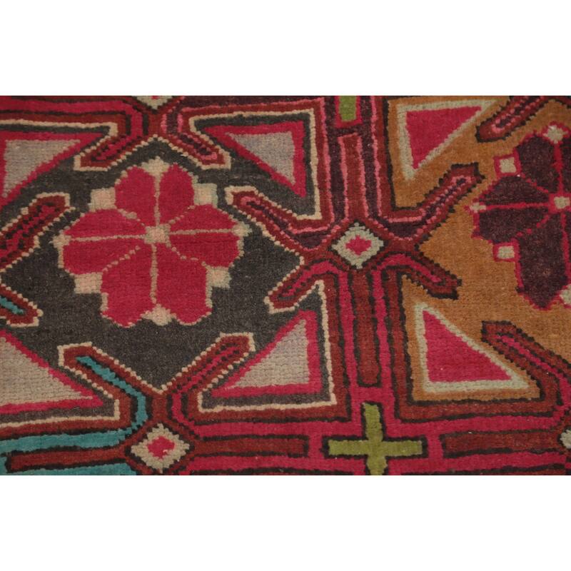 Hand Knotted Oriental 100% Wool Carpet Traditional Geometric Red Ardebil Area Rug - 9' 5'' X 4' 8''