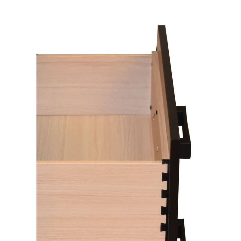 Modern Wooden Nightstand, Small Bedroom Coffee Table with Metal Legs, Side Table with Drawer with Metal Handles