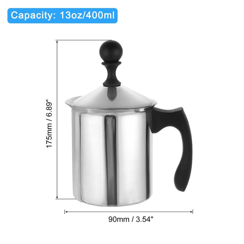 Manual Whipped Cream Dispenser, Stainless Steel Handheld DIY with Lid - 400ml