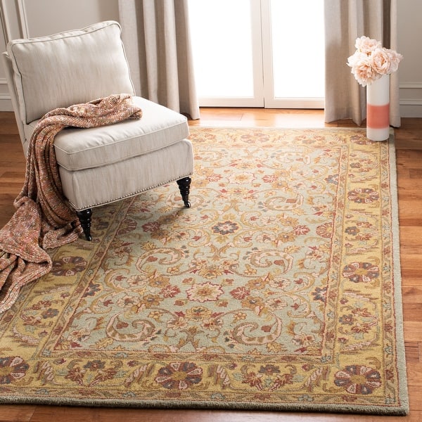 slide 2 of 21, SAFAVIEH Handmade Heritage Traditional Kerman Wool Rug 3' x 5' - Grey/Gold - Rectangle