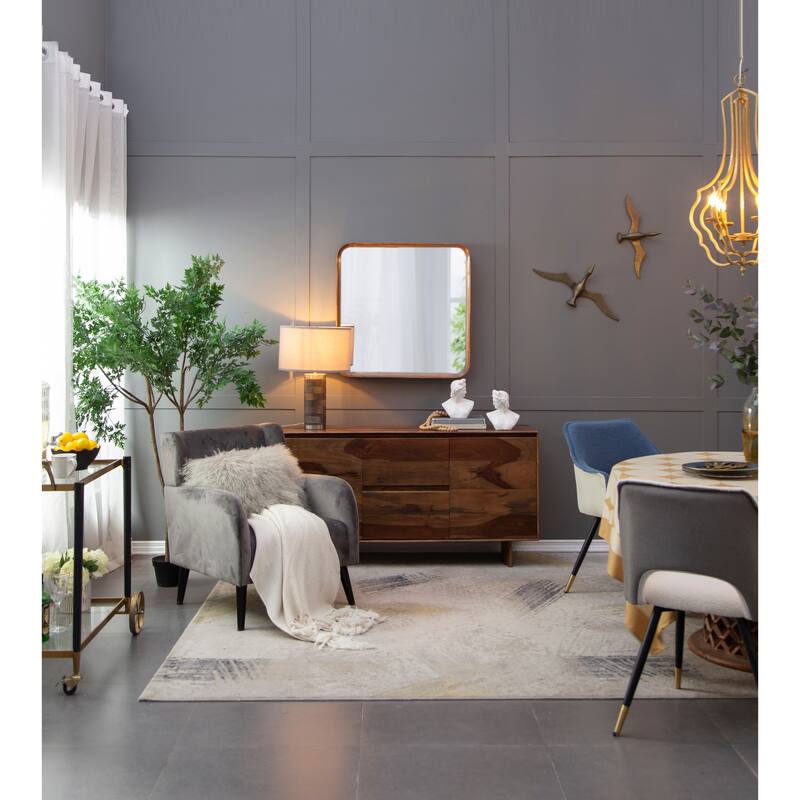 32"x32" Square Mirror with Wood Frame, Wall Mirror for Living Room Bathroom Entryway