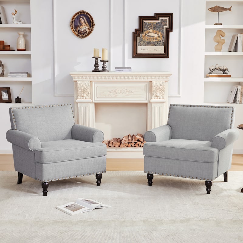 Huimo Modern Nailhead Accent Chair Arm Chairs Set of 2