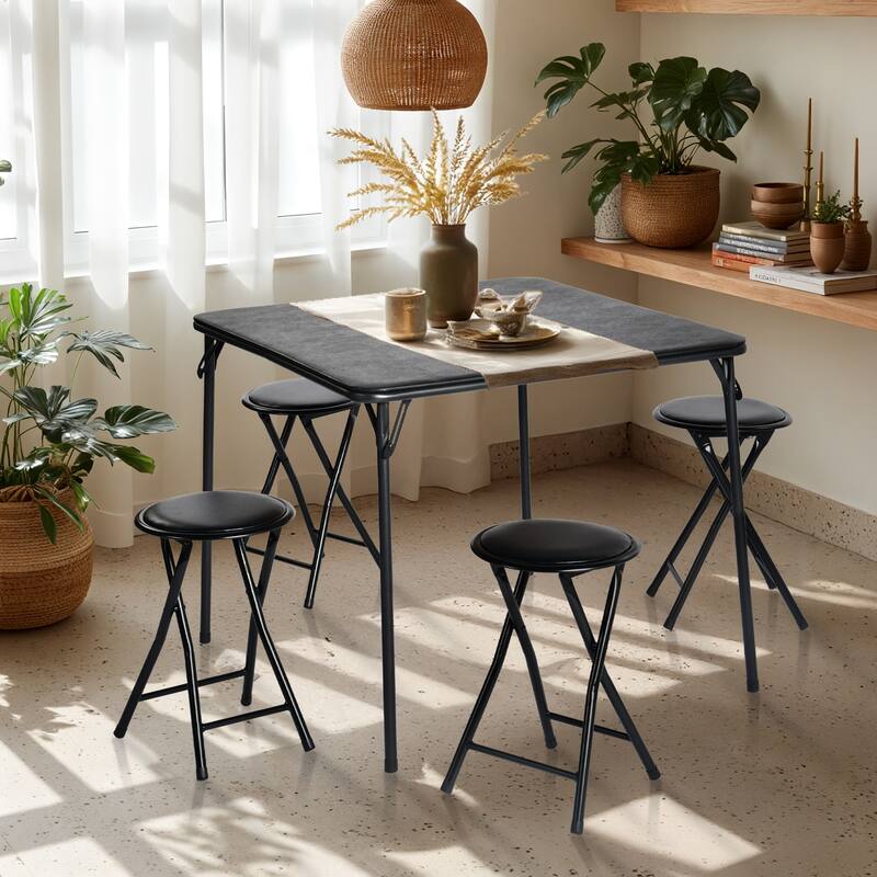 Homy Casa Set 2/4 Black Metal Folding Stools Portable Home & Events - Set of 4
