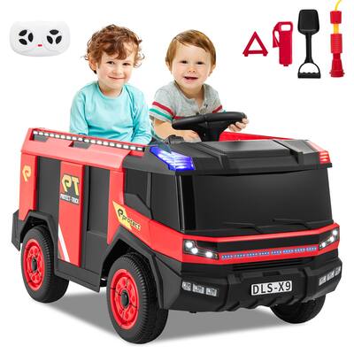 Gymax 2-Seater Kids Ride on Fire Truck w/Remote Control Water Gun