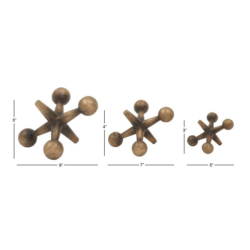 Metal Jack Sculpture - Set of 3 - CosmoLiving by Cosmopolitan - Bronze or Silver or Gray