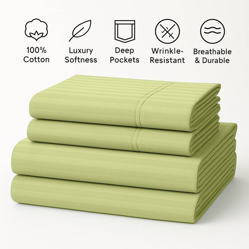 Premium Breathable Cotton Deep Pocket Sheet Set Hotel-Quality Comfort