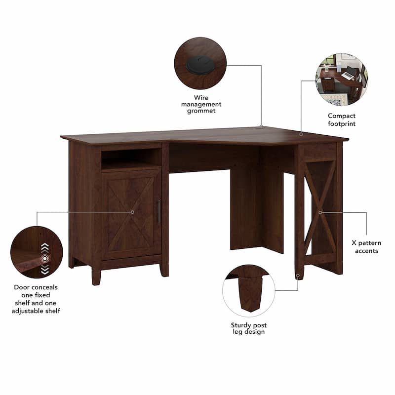 Bush Furniture Key West 54W Corner Computer Desk with Storage