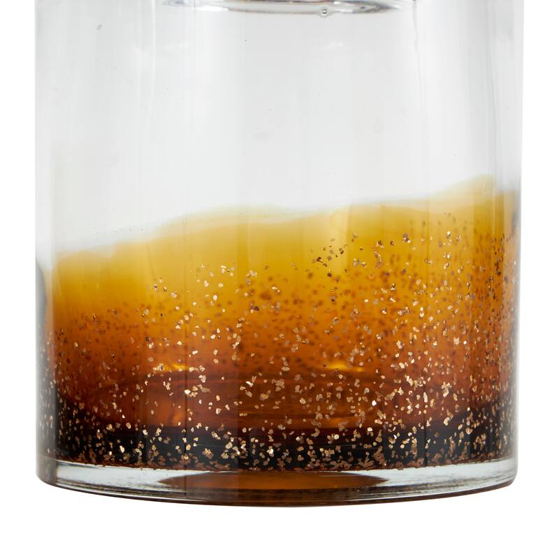 Brown or Blue Glass Handmade Decorative Jars with Gold Flake Details and Ring Lids (Set of 2)
