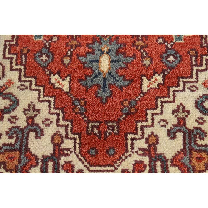 Hand Knotted Oriental 100% Wool Carpet Traditional Medallion Oranges & Rust Heriz (serapi) Area Rug - 5' 1'' X 3' 0''