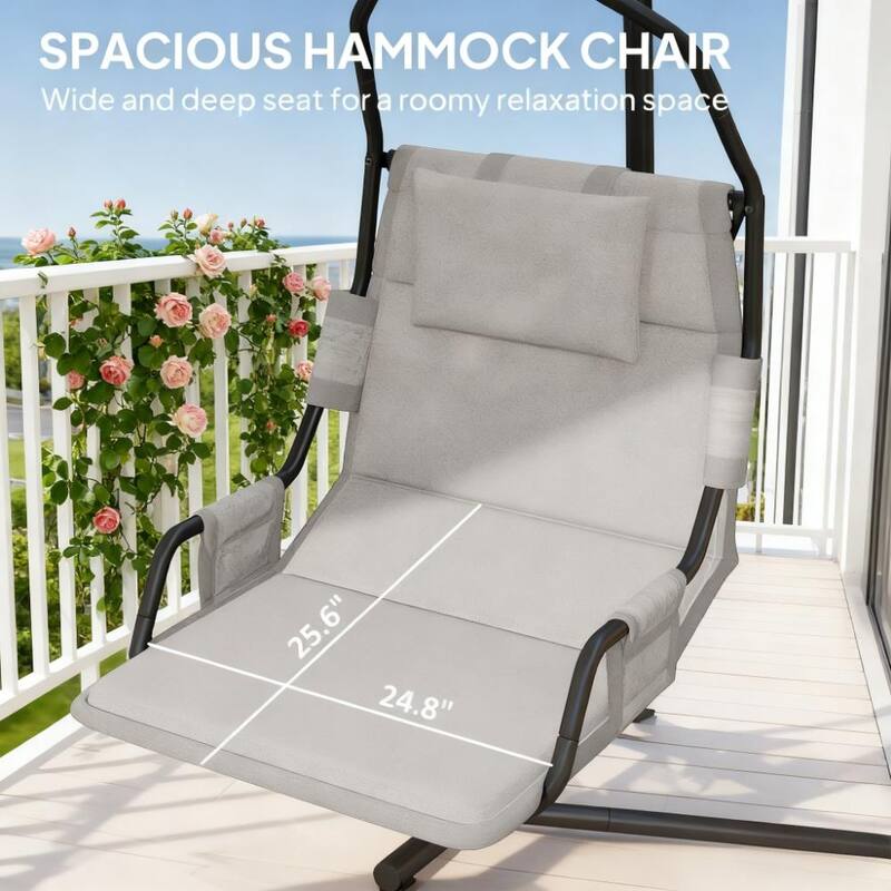 Steel Frame Hanging Swing Chair with Stand and Coating Cushion