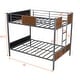 preview thumbnail 16 of 25, Full-over-Full Bunk Bed Modern Style Steel Frame Bunk Bed with Safety Rail, Built-in Ladder for Bedroom