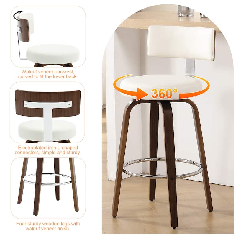 Faux Leather Upholstered Swivel Counter/ Bar Stools Set of 1/2/4